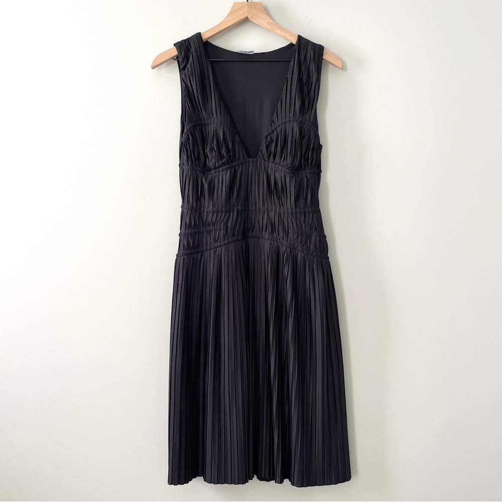 La Perla Pleated Nightdress V-Neck Dress Black Size US 10